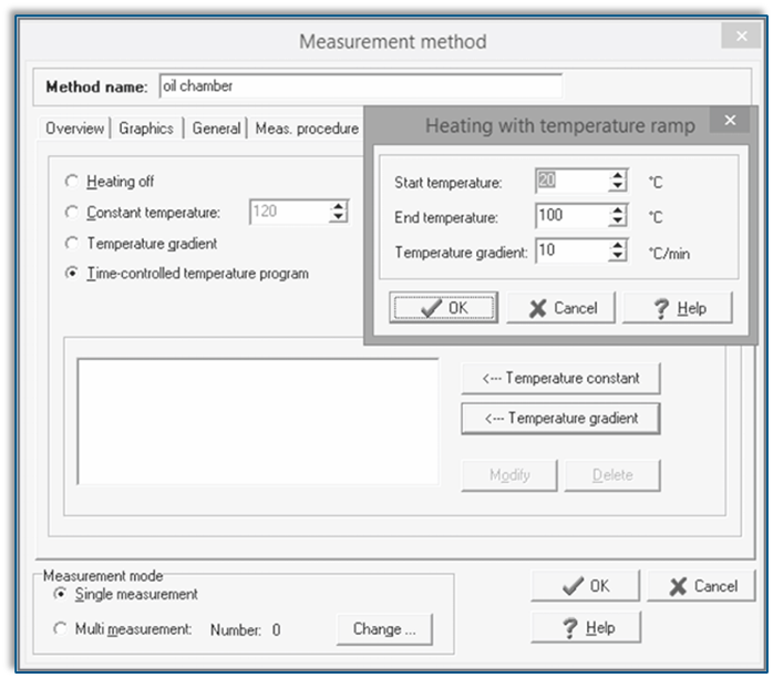 Preparation of measurement with temperature ramp
